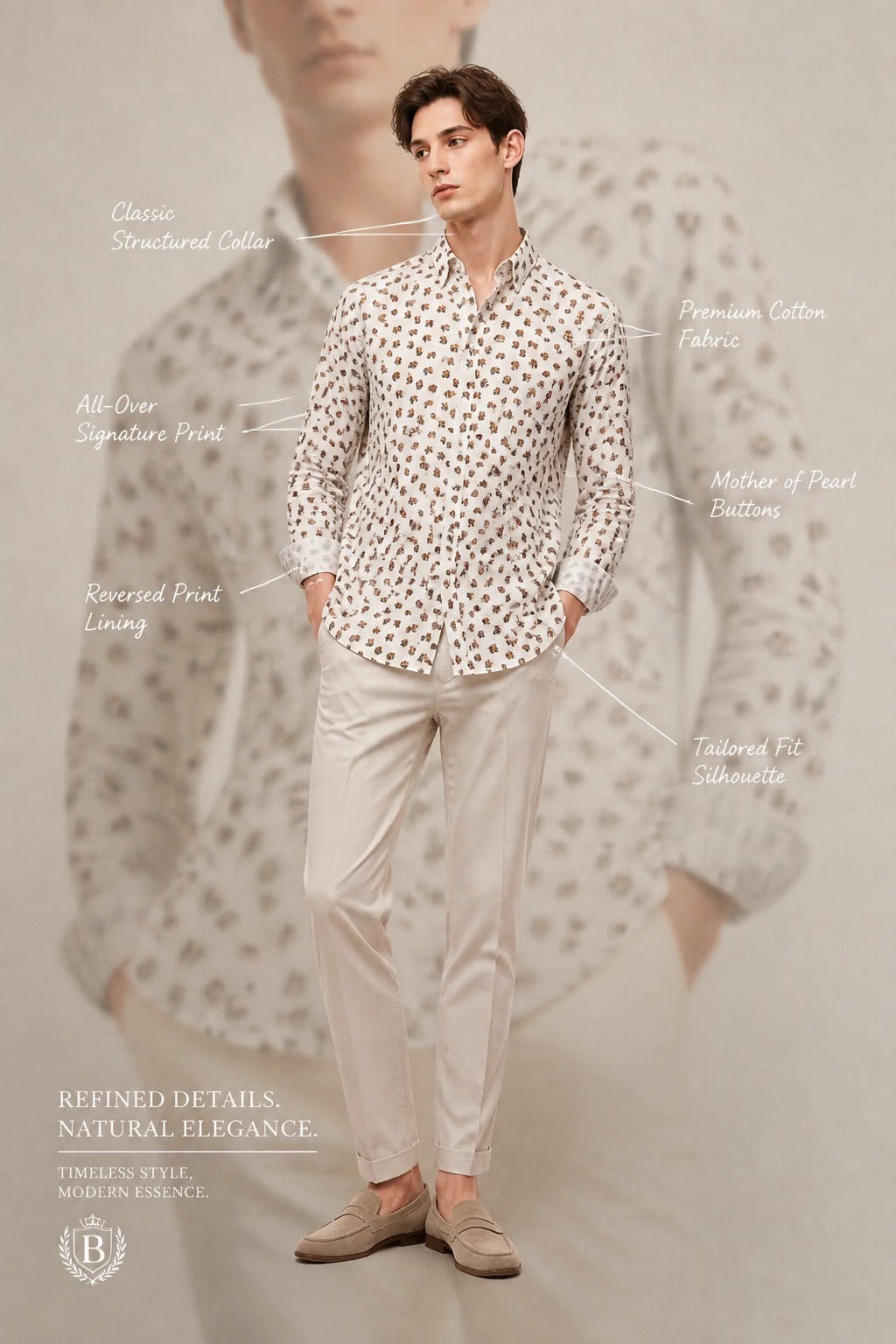 Autumn Leaf Print Cotton Shirt