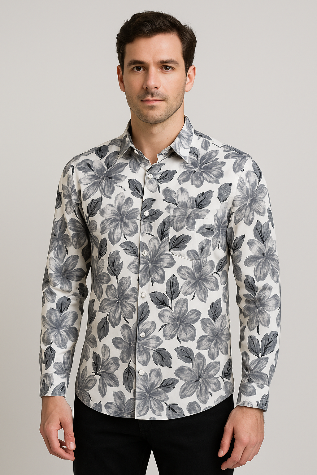 Antler Monochrome Floral Print - White Floral