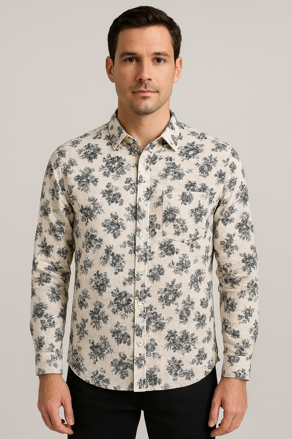 Antler Monochrome Floral Print - Black and Gray