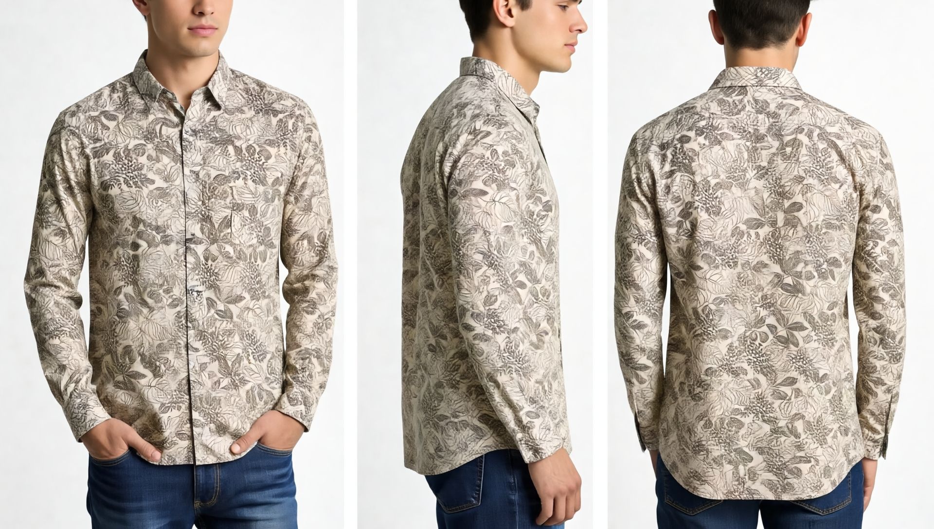 Antler Monochrome Floral Print - Cream