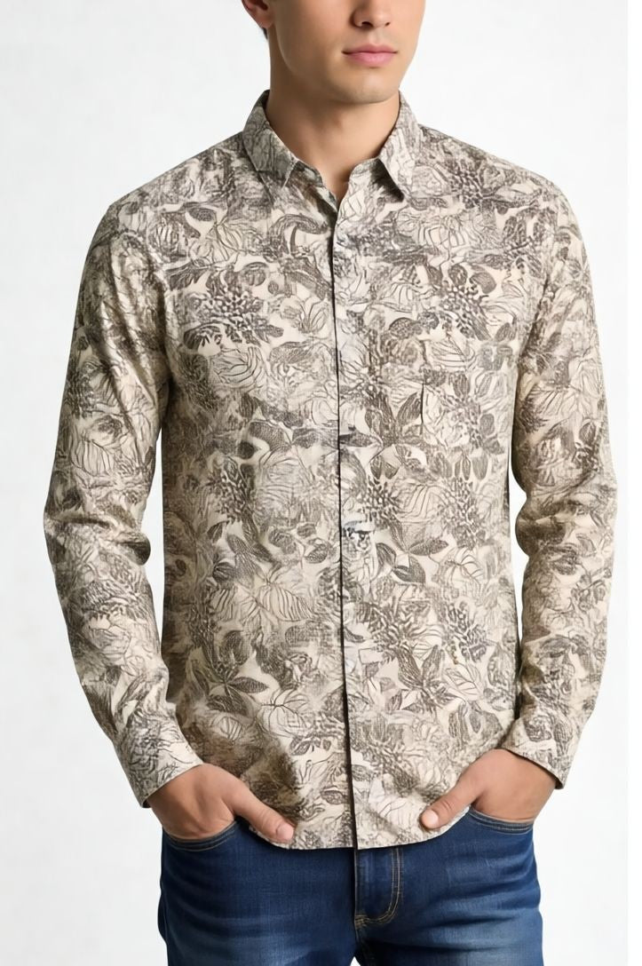 Antler Monochrome Floral Print - Cream