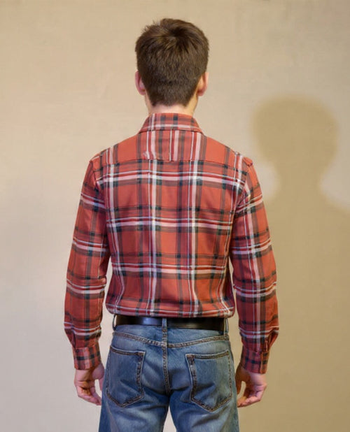 Antler Men’s Full Sleeve Check Shirt – Rust Red