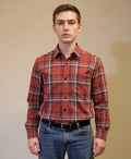Antler Men’s Full Sleeve Check Shirt – Rust Red