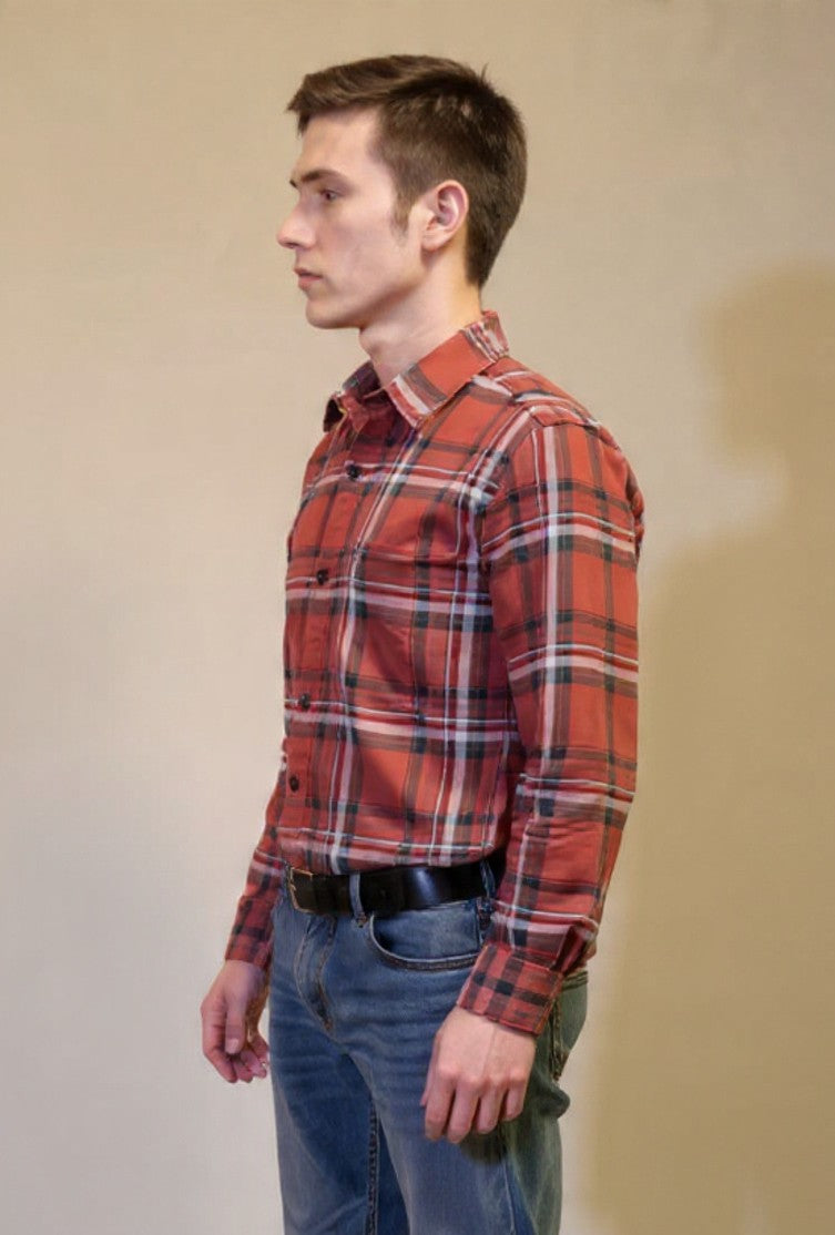 Antler Men’s Full Sleeve Check Shirt – Rust Red