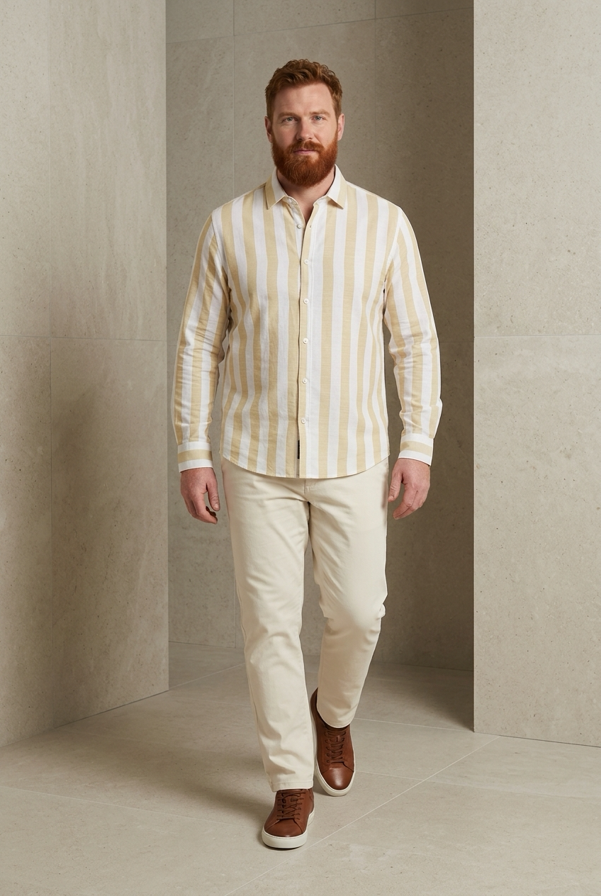 Antler Sandstone Stripe Full Sleeve Cotton Shirt