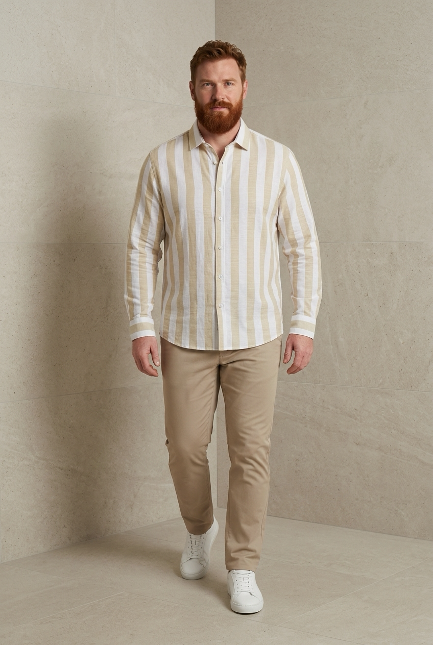 Antler Sandstone Stripe Full Sleeve Cotton Shirt