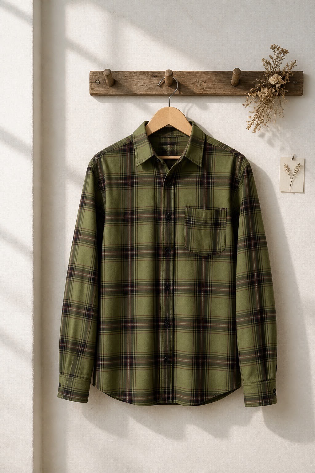 Antler Men’s Full Sleeve Check Shirt – Olive Green