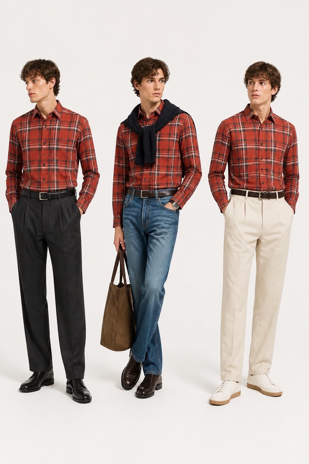 Antler Men’s Full Sleeve Check Shirt – Rust Red