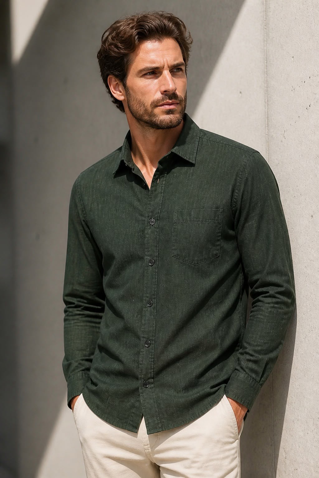 Antler Men’s Full Sleeve Cotton Shirt – Dark Green