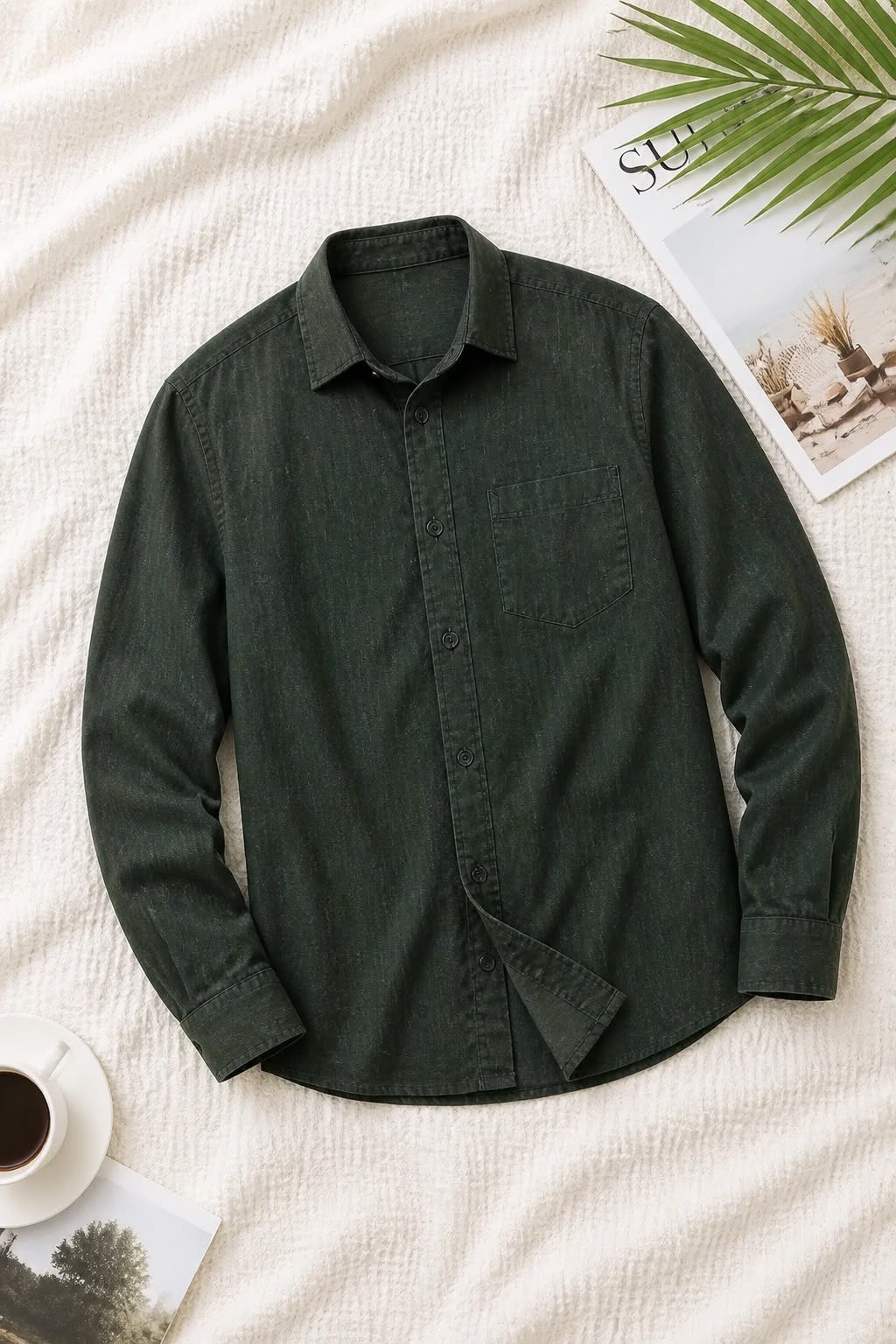 Antler Men’s Full Sleeve Cotton Shirt – Dark Green