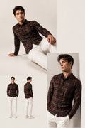 Antler Men’s Full Sleeve Cotton Shirt – Maroon & Black Plaid