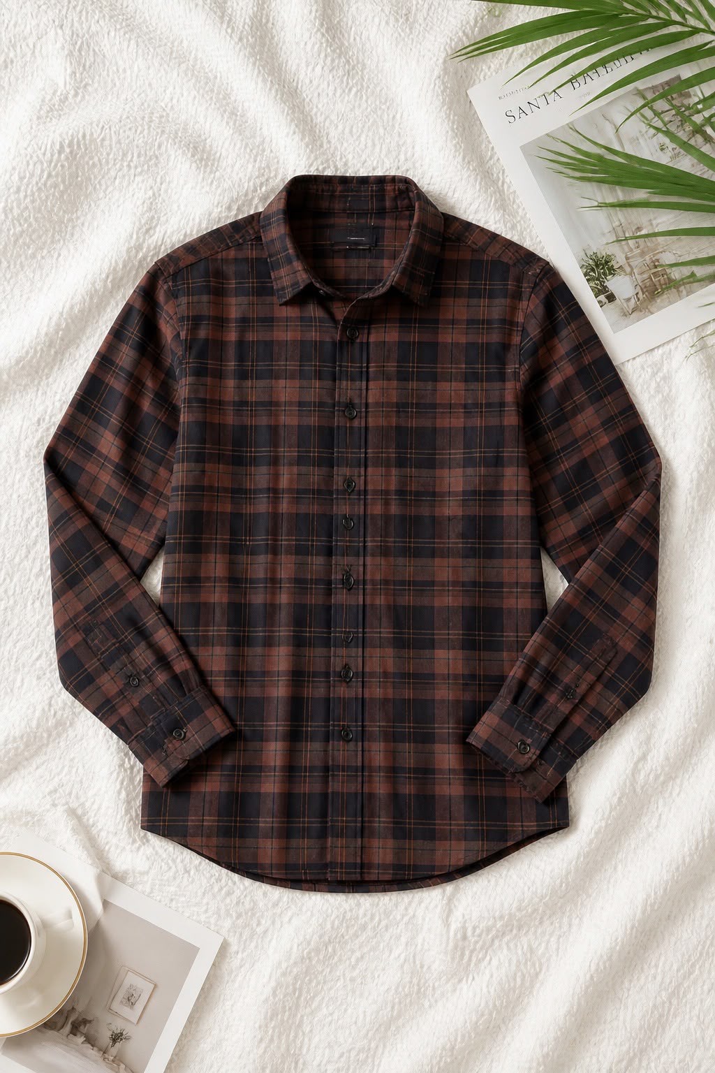 Antler Men’s Full Sleeve Cotton Shirt – Maroon & Black Plaid