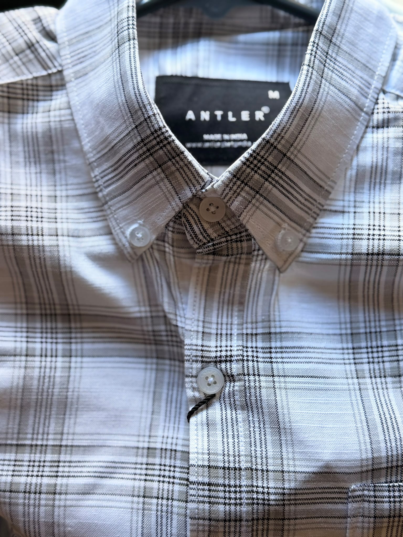 Antler Ash Grey Plaid Casual Shirt
