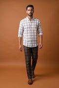 Antler Ash Grey Plaid Casual Shirt