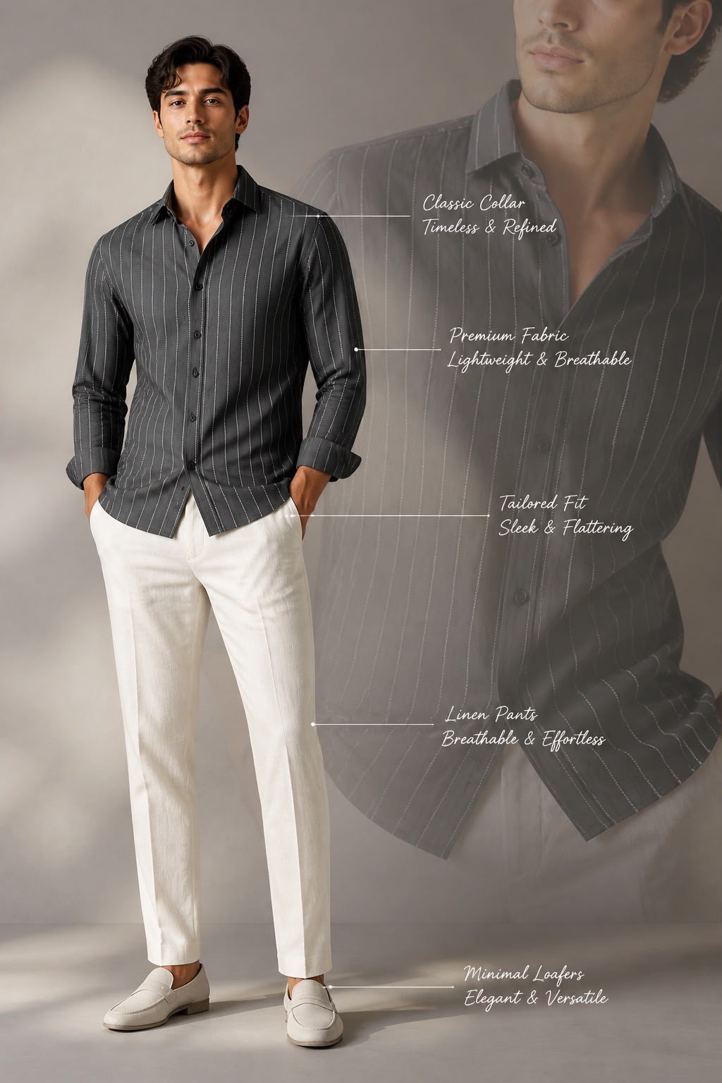 Bagoly Charcoal Pinstripe Shirt