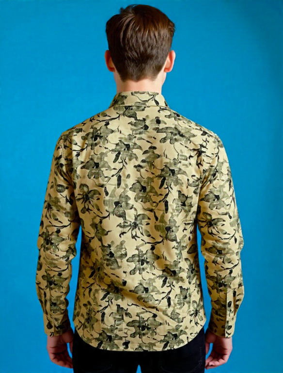 Bagoly Olive Bloom Cotton Shirt