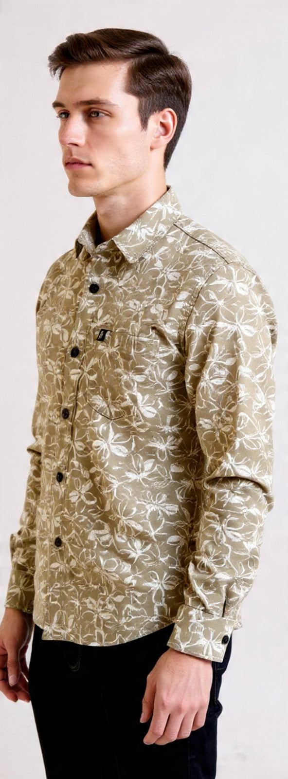 Bagoly Cream Long Sleeve Shirt - Green FLoral