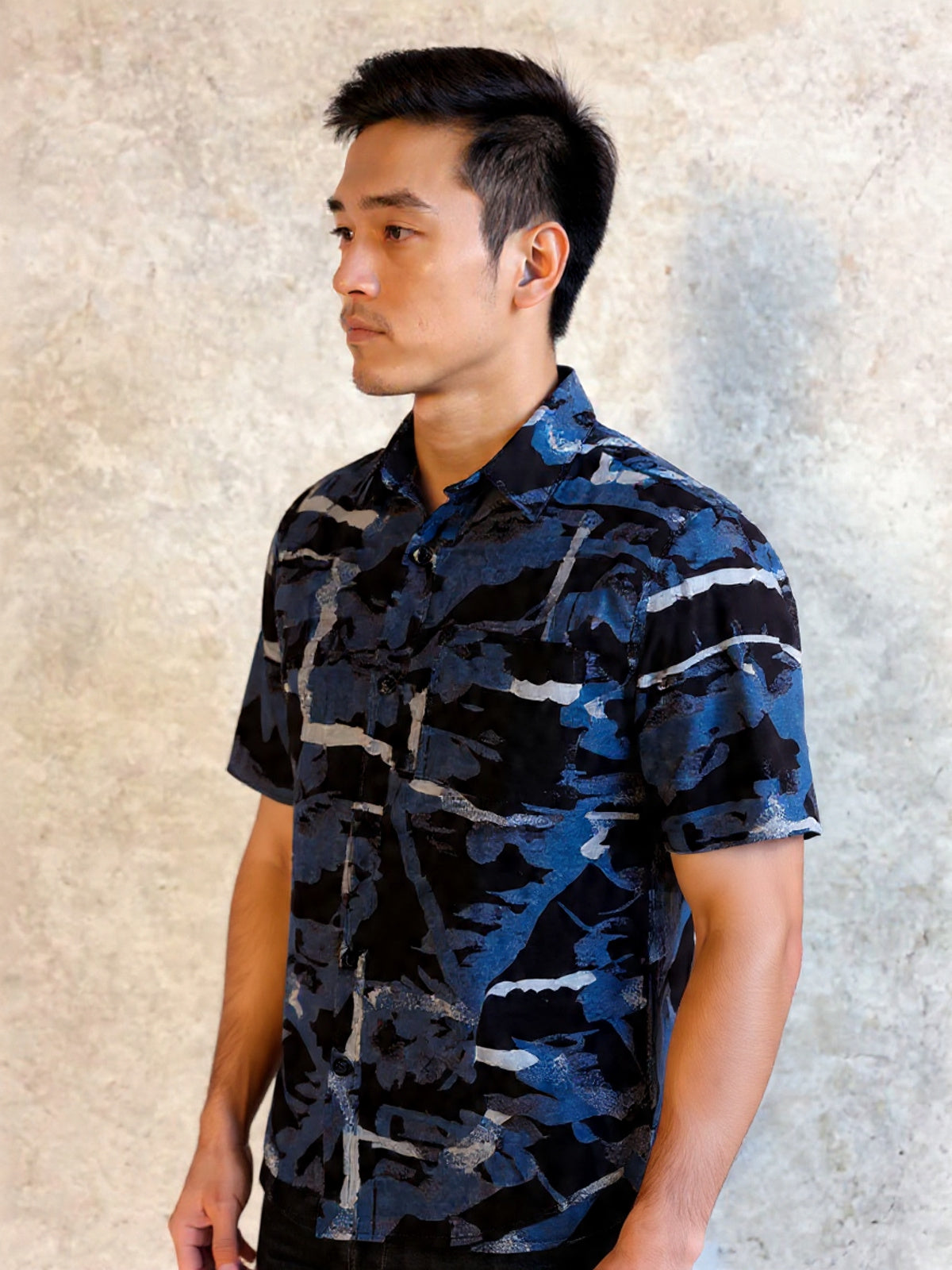 Bagoly Midnight Abstract Cotton Shirt