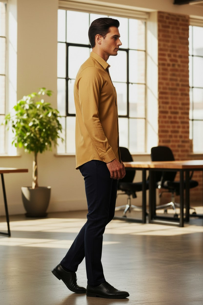 Antler Men’s Full Sleeve Shirt – Beige Premium Casual Shirt