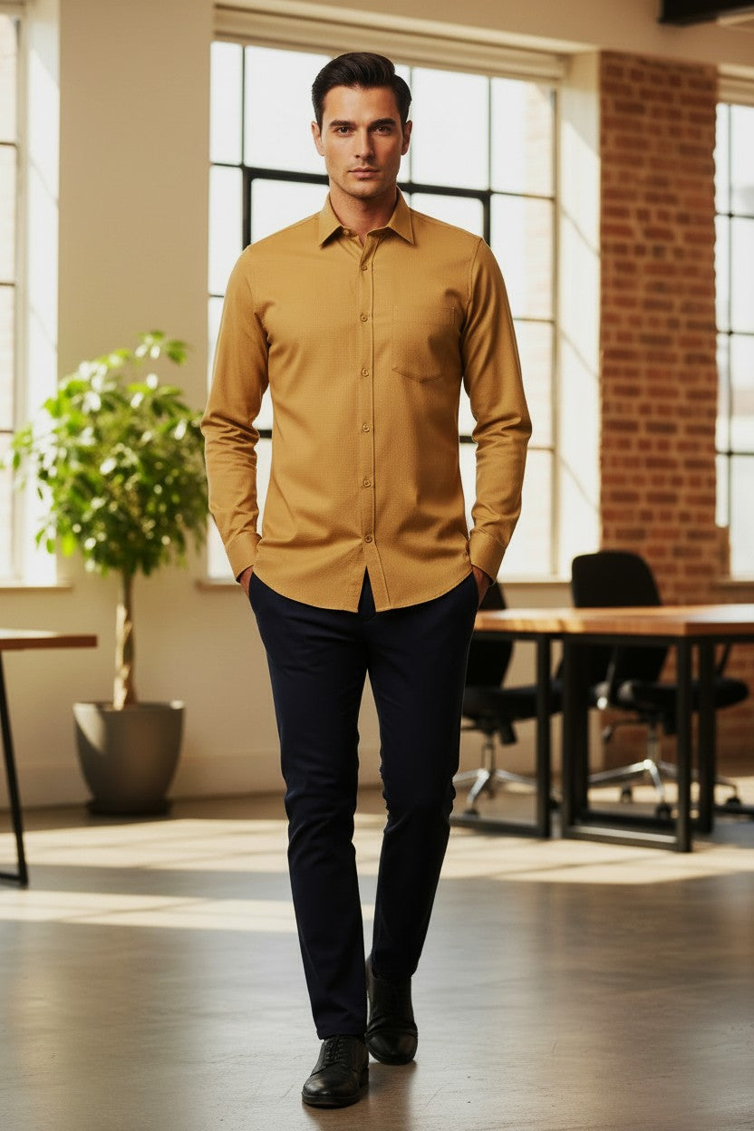 Antler Men’s Full Sleeve Shirt – Beige Premium Casual Shirt