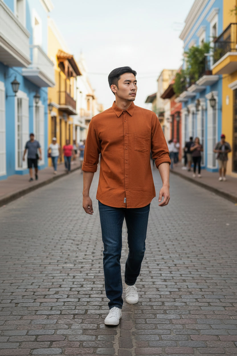 Antler Men’s Full Sleeve Shirt – Burnt Orange