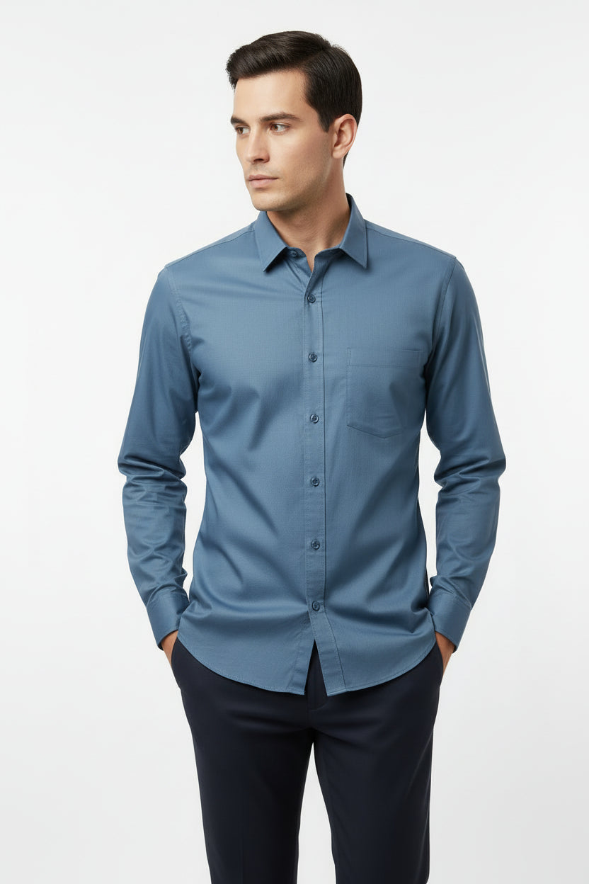 Antler Men’s Full Sleeve Shirt – Carolina Blue Premium Casual Shirt
