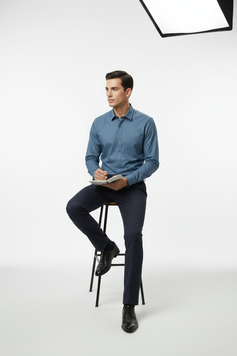 Antler Men’s Full Sleeve Shirt – Carolina Blue Premium Casual Shirt