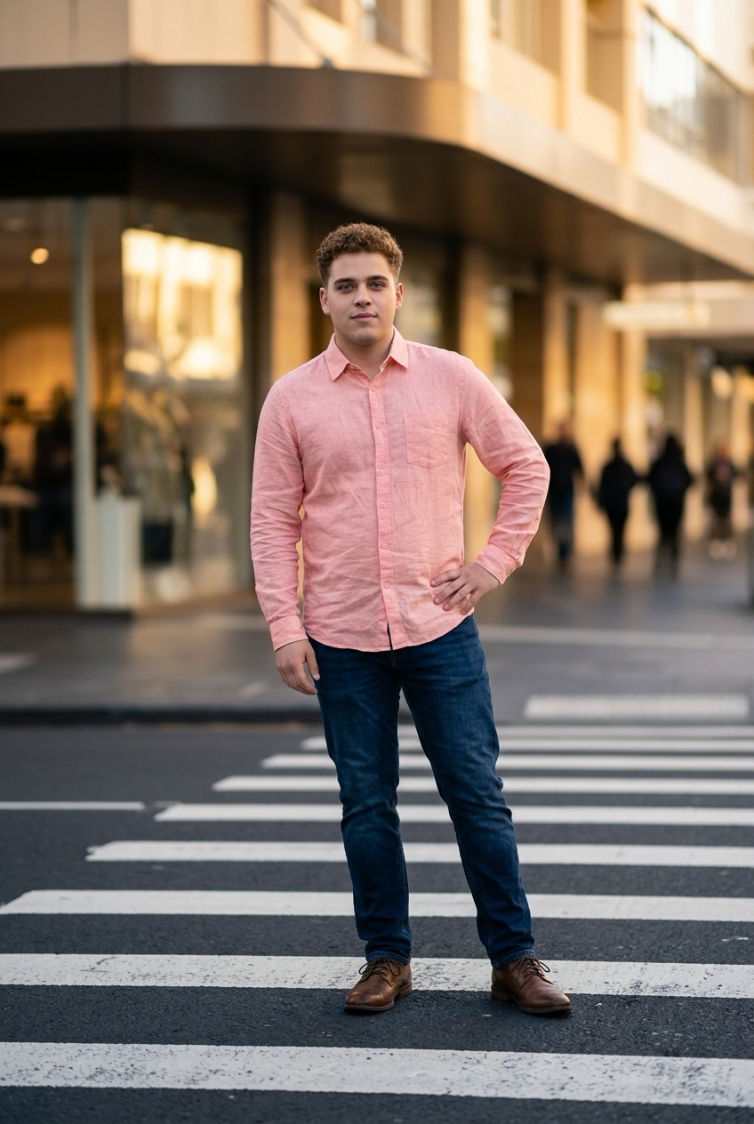 Antler Men’s Full Sleeve Shirt – Coral Linen Blend