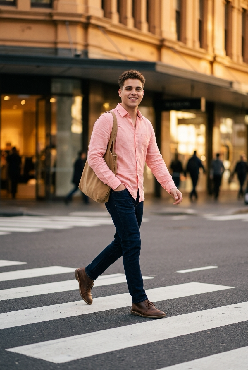Antler Men’s Full Sleeve Shirt – Coral Linen Blend