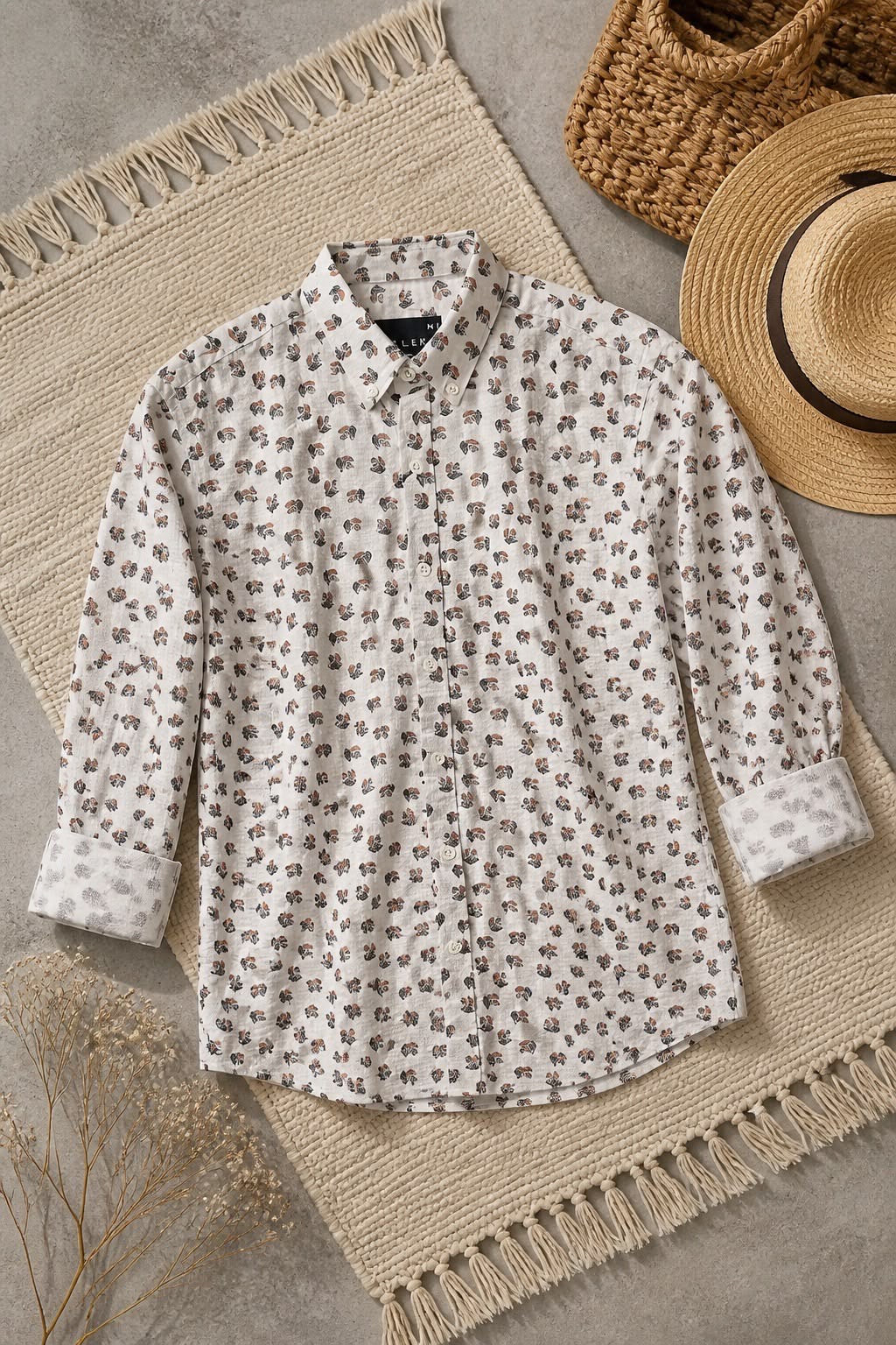Autumn Leaf Print Cotton Shirt