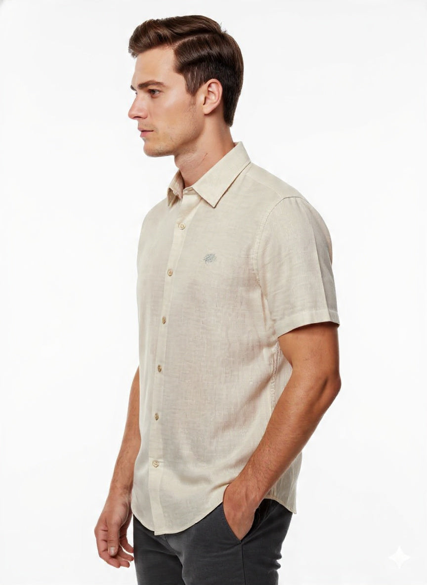 Figleaves Sandstone Luxe Short Sleeve Shirt
