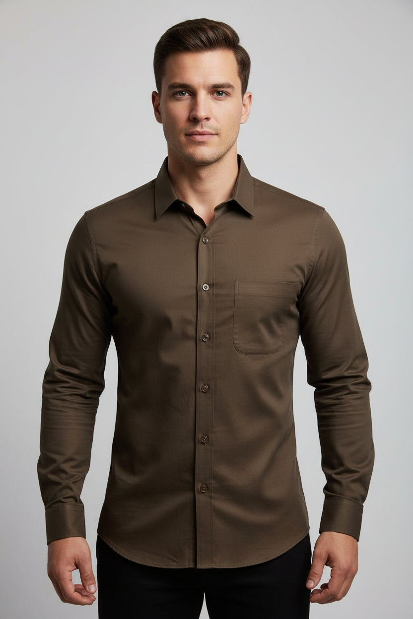 Antler Men’s Full Sleeve Shirt – Earthy Olive Premium Casual Shirt