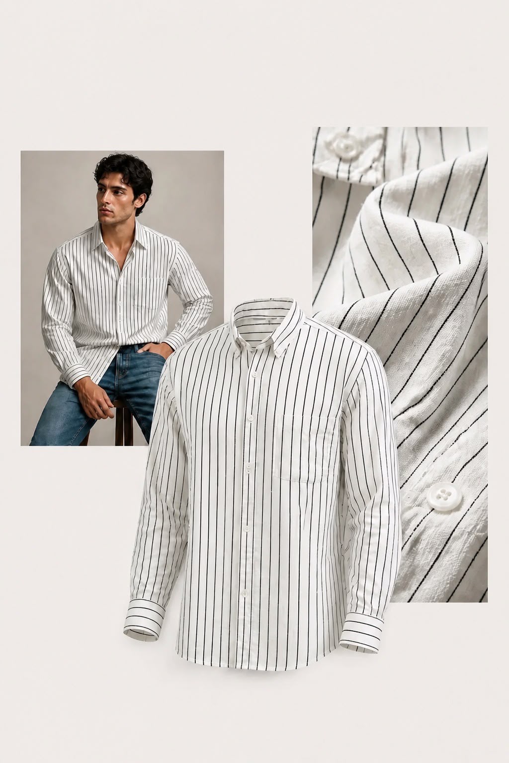 Antler Monaco Pinstripe White Shirt