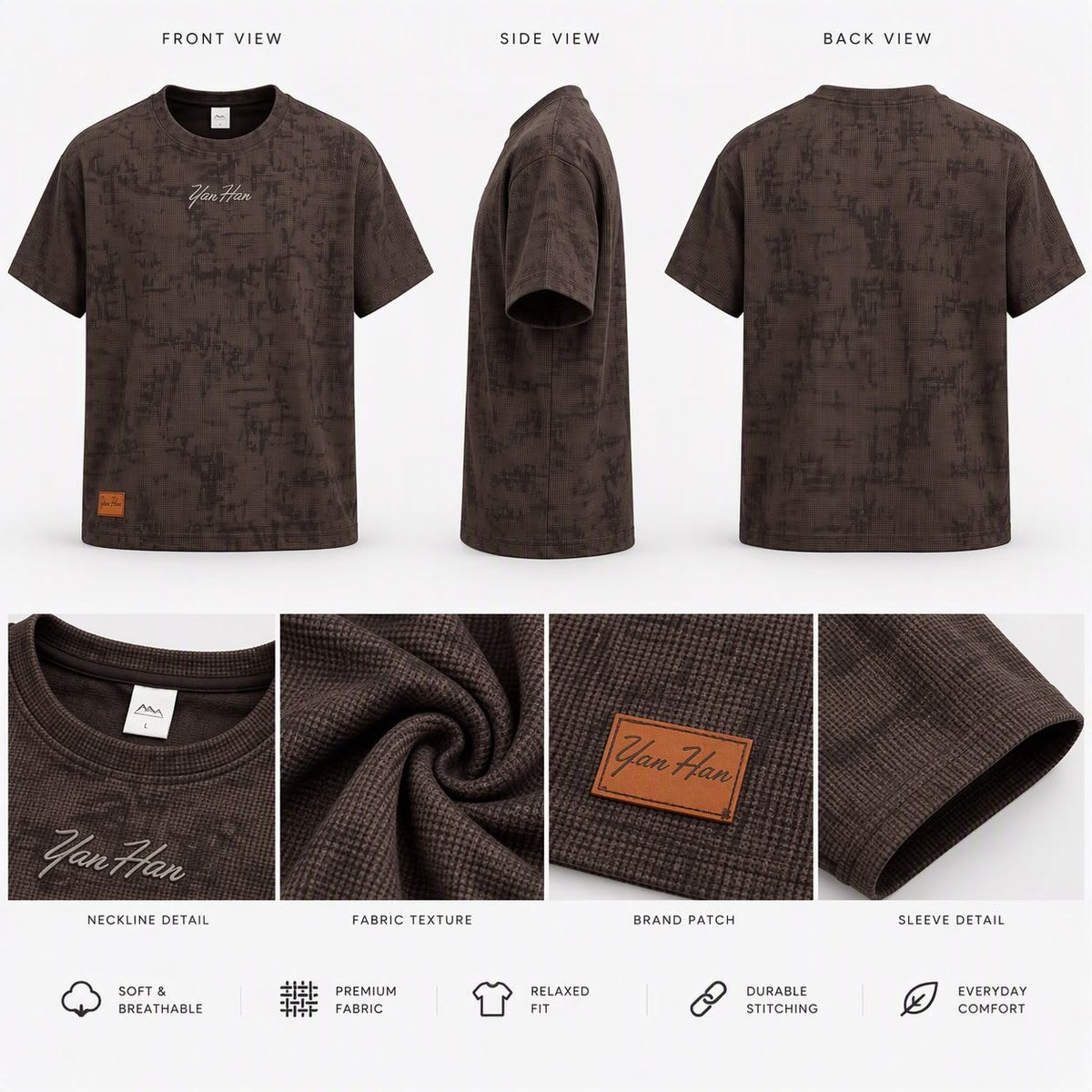 Texture Premium Tee - Rust Brown