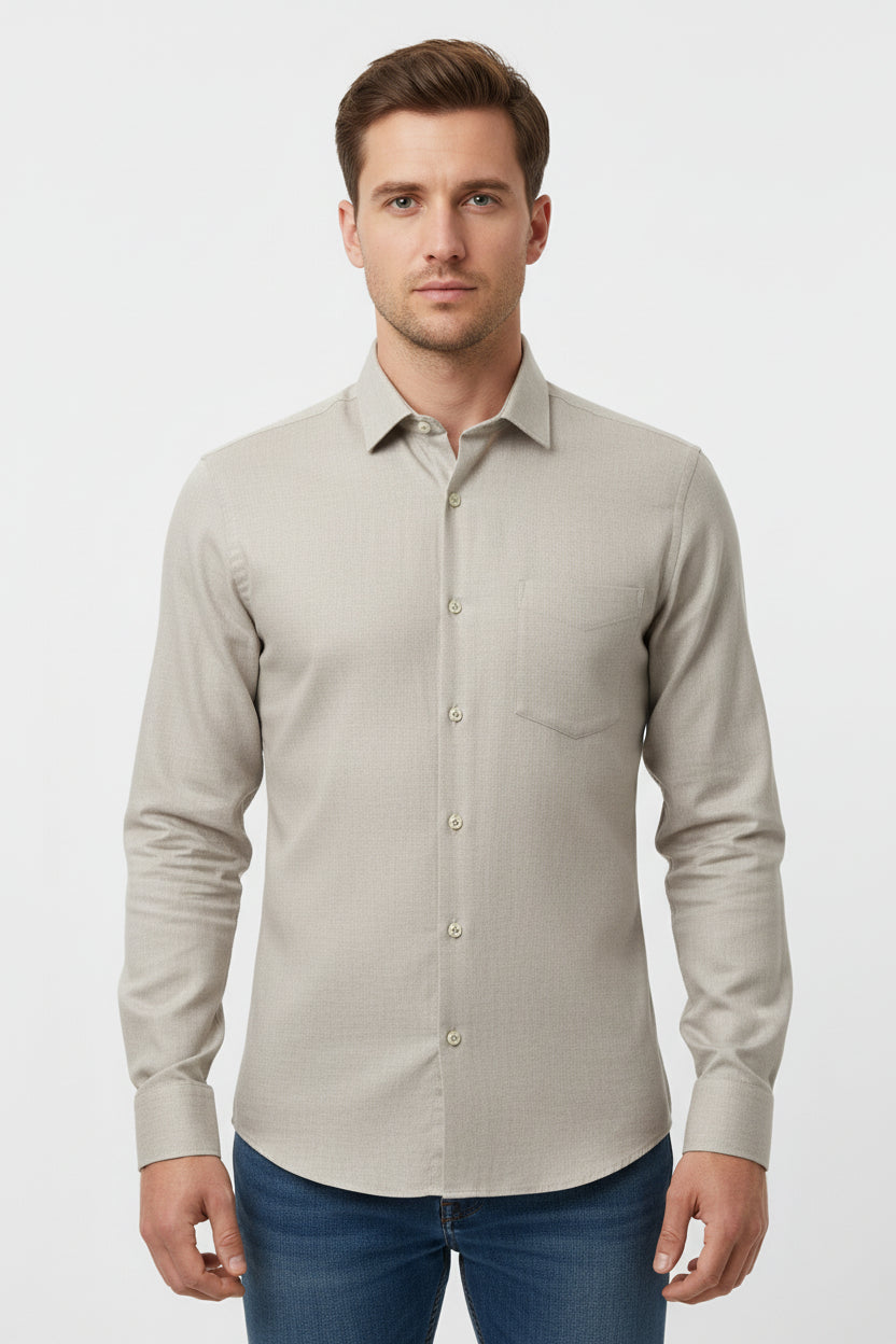 Antler Men’s Full Sleeve Shirt – Warm Grey Premium Casual Shirt