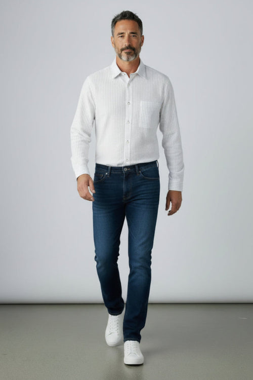 Antler Men’s Full Sleeve Shirt – Black Striped White Shirt