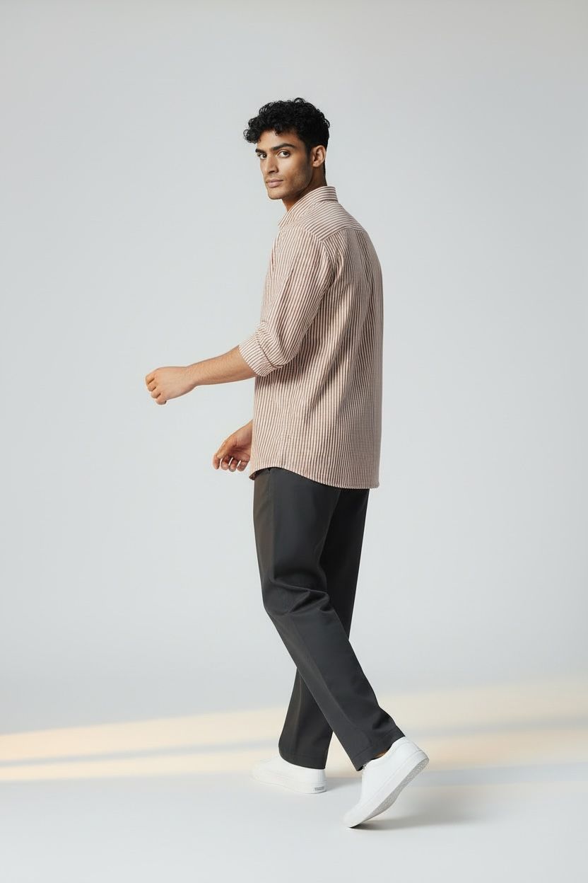 Antler Men’s Full Sleeve Shirt – Heritage Rust Striped Shirt