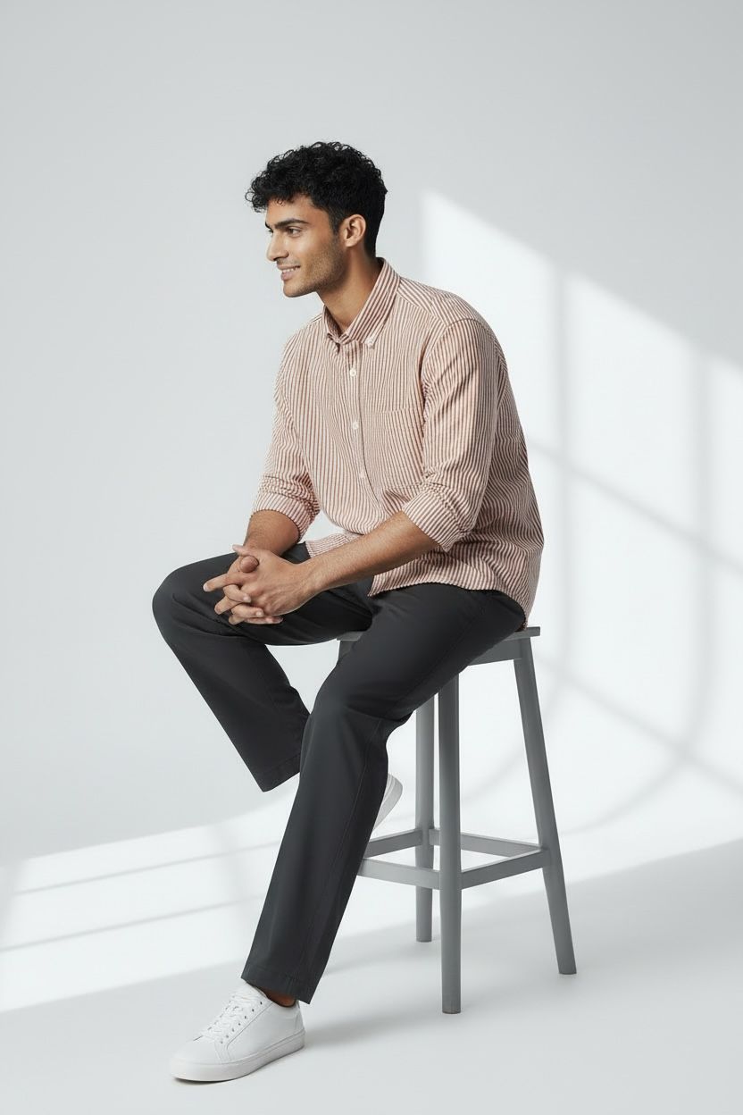 Antler Men’s Full Sleeve Shirt – Heritage Rust Striped Shirt